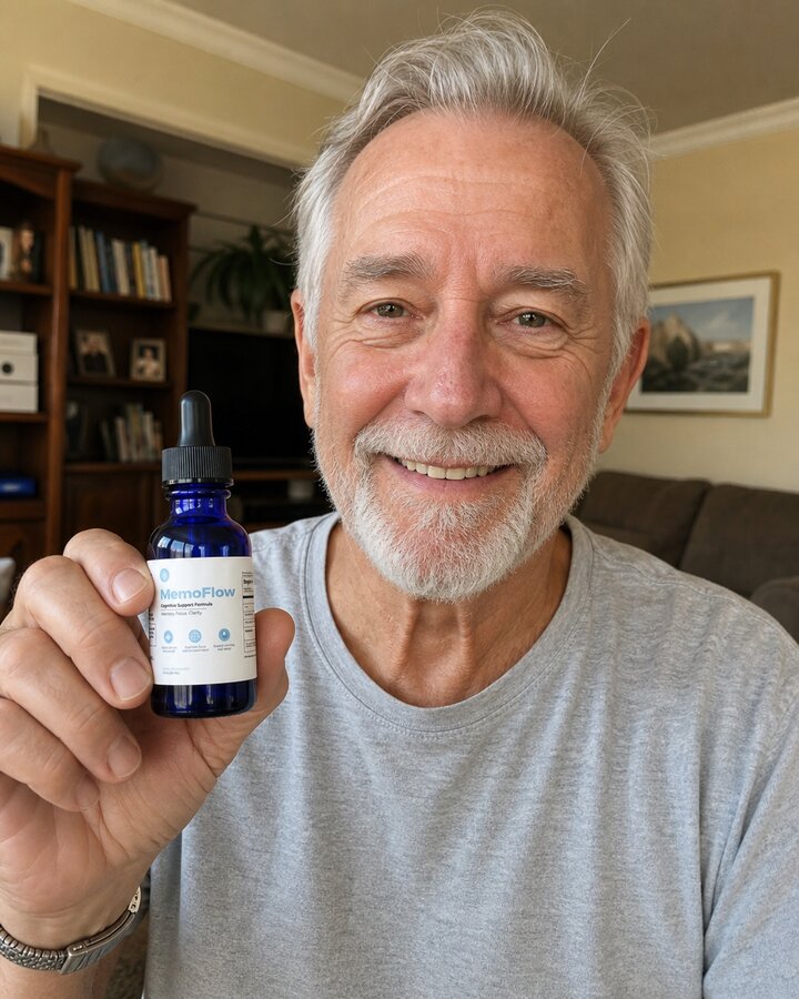 Arthur K., 69 — MemoFlow customer holding his bottle
